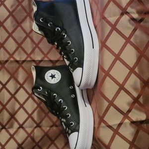 Converse leather platform hi tops